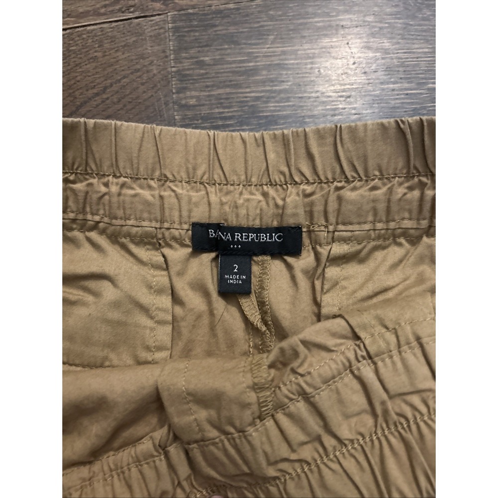 Banana Republic Womens Size 2‎ Khaki Pull On Drawstring Cotton Shorts 3 Inseam - Picture 4 of 5